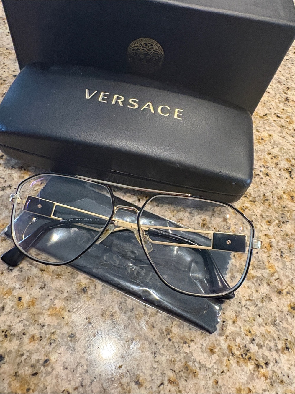 Versace Women’s Black and Gold Aviator Eyeglasses ( will have to put new R/X)